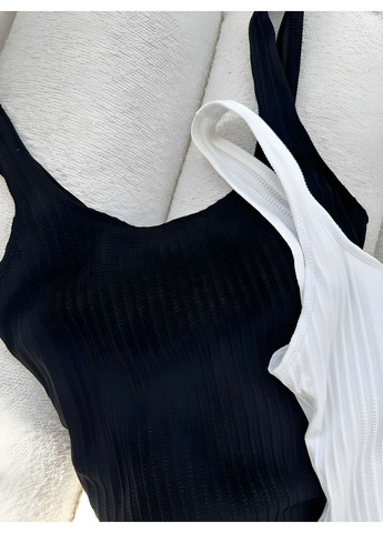 Черный летний женский белый купальник с поролоновыми вкладышами. слитный No Brand