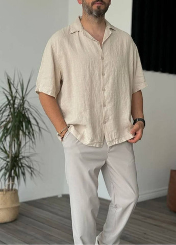 Бежевая классическая рубашка однотонная DK/DL Мода без кордонів