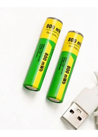 Акумуляторні батарейки Lithium-ion 800mAh AAA-7 Type-C для пристроїв і гаджетів швидка зарядка 2 шт No Brand (378575248)