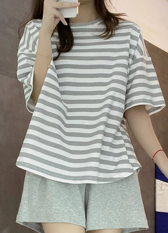 Зручний жіночий домашній комплект для сну та дому з футболки та шортиків Gray Comfort (1525-44-01) Macarena (311199145)