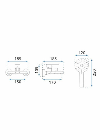 Смеситель для ванны и душа BLOOM WHITE CHROME настенный с изливом * Rea (336936927)