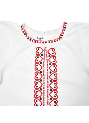Біла вишиванка для дівчинки сердечка, р.86, червоний з чорним () Twins 88OTS86-1213