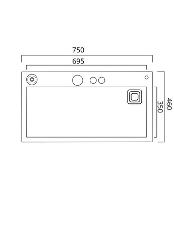 Кухонная мойка 75*46D PVD серая Handmade "ВОДОСПАД" Platinum (336932862)