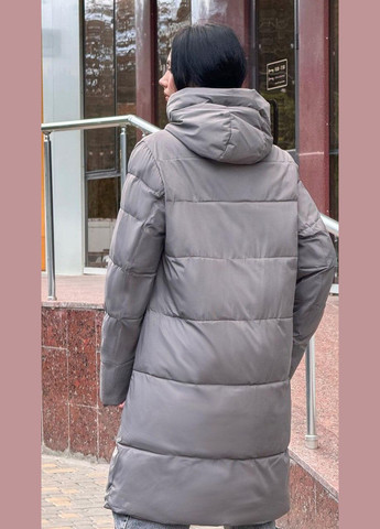 Сіра зимня куртка пуховик жіноча сіра єврозима куртка-пальто No Brand Зимові