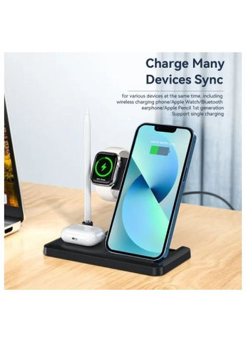 Зарядний пристрій (EWXZM-JC01-Z) Essager 4-in-1 wireless charger 15W foldable desktop black (370017603)