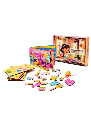 Розвивальний альбом для дівчаток Puz-22921 дерев'яний, навчання, форма від 9 років PuzzleOK Дер2689 (370654493)