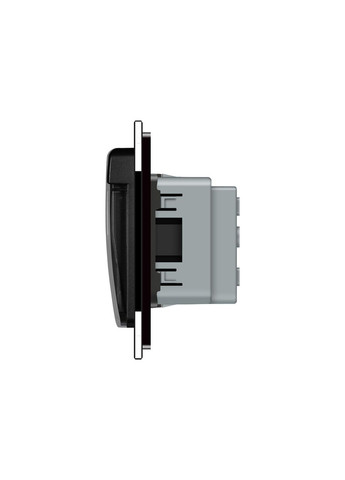 Электрическая розетка влагозащитная с крышкой IP44 с заземлением,, чёрная, стеклянная рамка, шторки, 250В 16А Livolo (370970827)