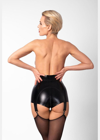 Черный демисезонный шортики noir handmade f325 glam suspender wetlook and vinyl shorts - s No Brand