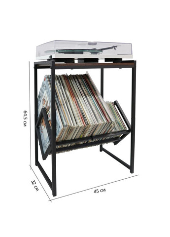 Стіл стелаж для вінілового програвача грамофона з підставкою для вінілових пластинок міститься до 100 No Brand (366303804)