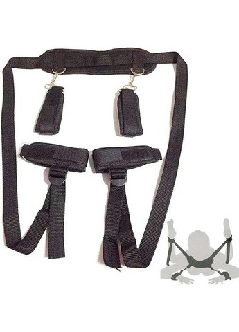 БДСМ бандаж для фіксації рук і ніг чорного кольору для Садо-мазо. Знімні манжети-наручники на липучці з металевими карабінами China (360603709)