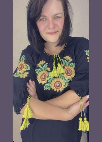 Чорна жіноча вишиванка рукав 3/4 НоКо (345122948)