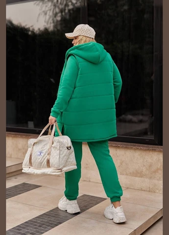 Жіночий теплий костюм трійка з жилетом колір джинс New Trend (304987431)