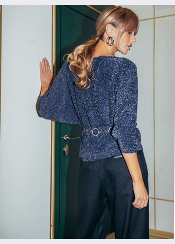 Синій демісезонний синій джемпер з люрексом і рукавами летюча миша Dressa