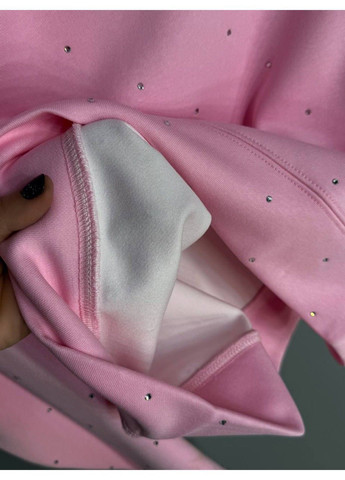 Рожевий світшот жіночий 2950 oversize з розсипом камінців W стрази (370456416)