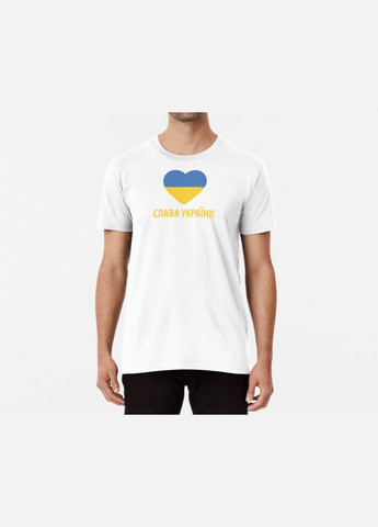 Біла чоловіча патріотична футболка з принтом слава україні серце Stedman