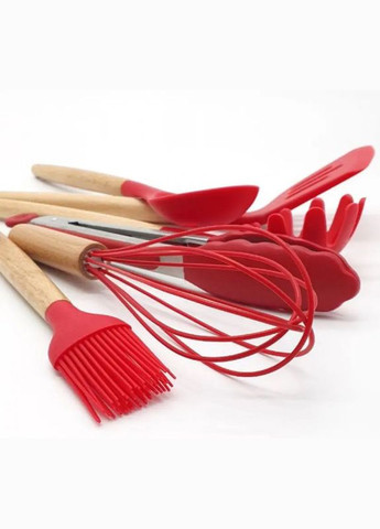 Набір кухонних предметів Silicone kitchen utensils set 12 предметів Червоний Edenberg (297330996)