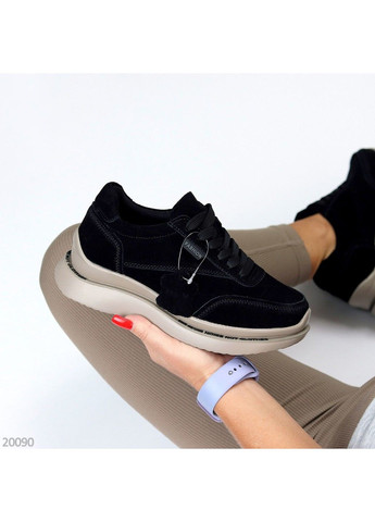 278 Кросівки Замшеві Чорні на бежевій підошві KDSL чорні демісезони (316354794)