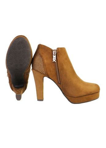 Коричневые демисезонные замшевые ботильоны со стразами 38 коричневый XTI