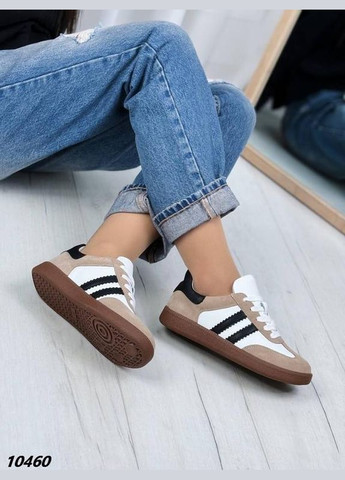 Женские кроссовки из натуральной кожи и замши, бежевые кроссовки Samba код 10460 Hengji бежевые демисезоны (342059979)