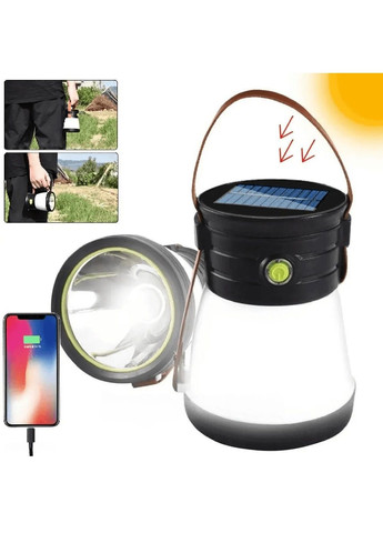 Ліхтар світильник акумуляторний світлодіодний із сонячною панеллю повербанком ручкою для перенесення 1200 мАг (478374-Prob) Unbranded (304681292)