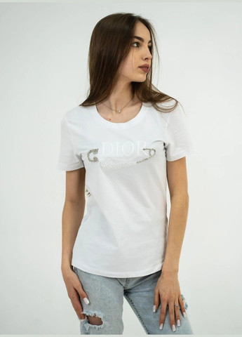Біла літня футболка жіноча з коротким рукавом Dior