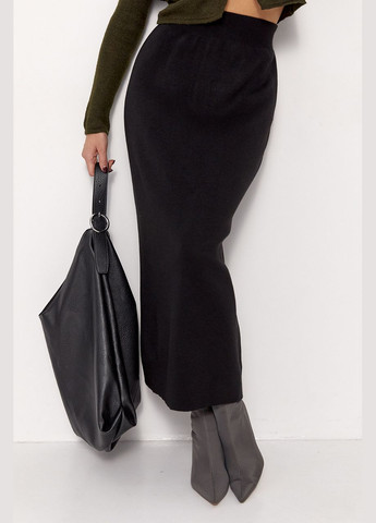 Черная теплая вязаная юбка миди Lurex