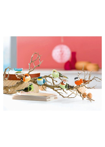 Набор декоративных птичек с натуральными перьями на прищепках 6 шт комбинированный Livarno home (369003096)