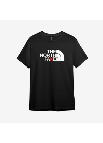 Чорна футболка з принтом "the north fake". з гумором про the north faсe (10010419213) з коротким рукавом ТiШОТКА
