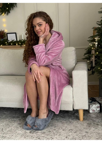 Жіночий махровий халат з капюшоном / Теплий халат жіночий довгий / М’який домашній халат з поясом No Brand (365550243)
