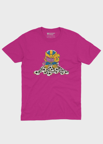 Розовая демисезонная футболка для мальчика с принтом супезлоды - танос (ts001-1-fuxj-006-019-004-b) Modno