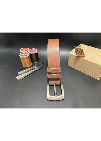 Шкіряний Ремінь Ручної Роботи із ПреміальноЇ Шкіри Набір + Брелок Коричневий Колір No Brand (358931145)