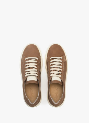 Коричневые кеды низкие, цвет коричневый Estro