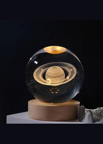 Хрустальный ночник "Сатурн" - 3D модель планеты в стеклянной сфере (6 см) No Brand (346440205)