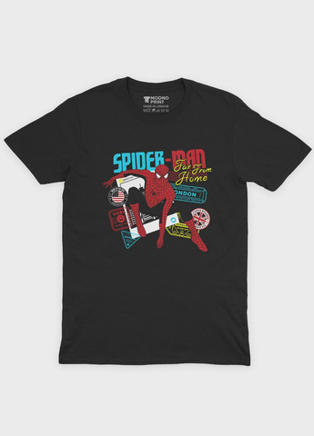 Чорна демісезонна футболка для хлопчика з принтом супергероя - людина-павук (ts001-1-bl-006-014-043-b) Modno