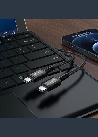 Кабель для зарядки телефона або ноутбука Type-C to Type-C C1-03 |60W, 3А, 120см| Чорний Acefast (337351138)