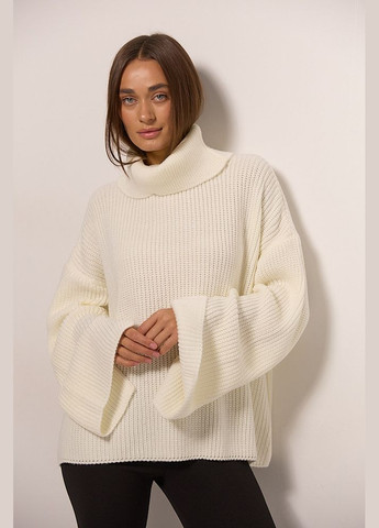 Жіночий вязаний светр oversize чорний з розрізом ззаду на комірі Arjen (307814978)