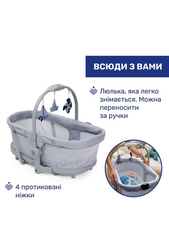 Кроватка-стульчик 5 в 1 Baby Hug Pro, серая Chicco (297869568)