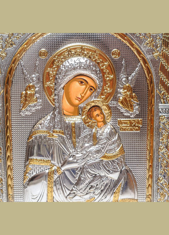 Серебряная Икона Богородицы Страстная (Неустанной Помощи) 30,5х28,5см в прямоугольном киоте под стеклом Silver Axion (266266210)