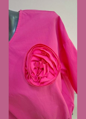 Комбінована блуза рожевий кольору з квіткою mkkc130-1 Modna KAZKA