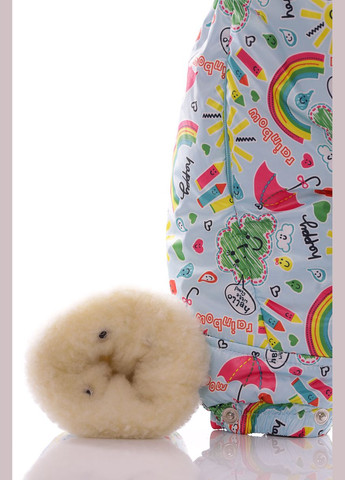 Комбінезон Трансформер для дівчинки на хутрі з принтом Веселки блакитний 86 см (51256) BABYKROHA (297198025)