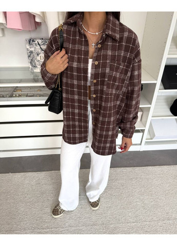 Жіноча утеплена сорочка оверсайз в клітинку MonCher (361057439)