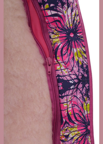 Рожевий зимній комбінезон на синтепоні для дівчинки з принтом абстракції нуль підстібка рожевий білий з чорним хутром 86 см (50725) BABYKROHA