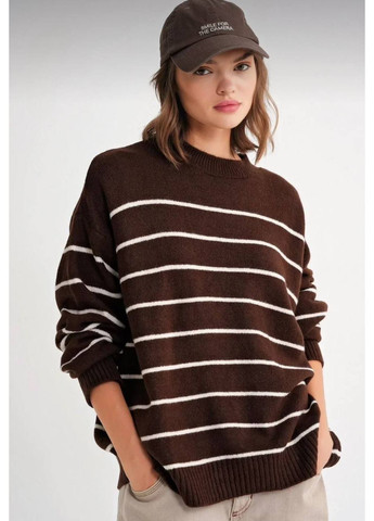 Коричневий демісезонний светр жіночий оверсайз пуловер Style Point