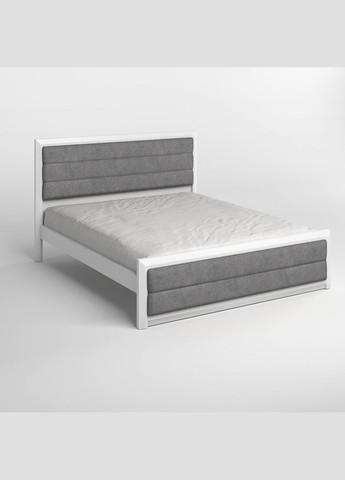 Полуторне дерев'яне ліжко Барселона Б5 (RAL9003)/Аляска 93 (Сірий) 120х200 см (MBG-14213) Mebigrand (366086830)