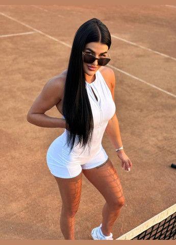 Спортивний комбінезон (короткий) з чашками та пуш-ап білого кольору, розмір S Trends комбінезон-шорти однотонний білий спортивний