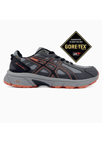 Сірі Осінні кросівки чоловічі asics gel-venture 6 grey / orange gore-tex асікс гель вентуре 6 No Brand