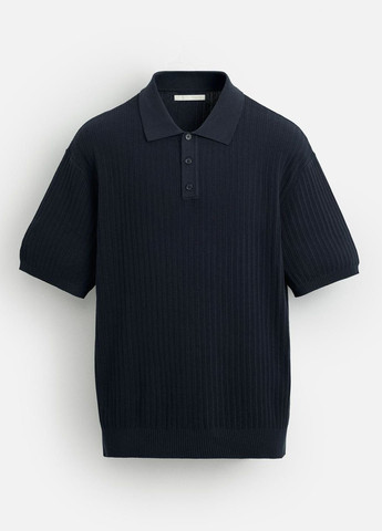 Темно-синяя футболка-поло для мужчин Zara однотонная