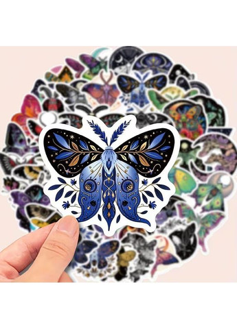 Наклейки стикеры, набор наклеек 50 штук "Лунный Мотылек" для блокнотов, телефона и другого No Brand (373406328)