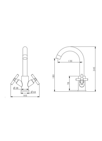 Змішувач для кухні Wind двохвентильний LDWIN161FNKS46098 Nickel LIDZ 161F (346492341)