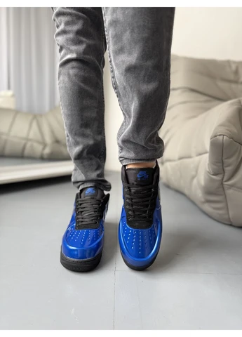 Синие летние кроссовки nike 1 low foamposite blue найк аир ретро No Brand